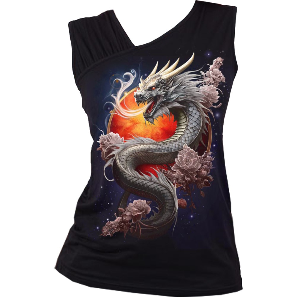 Spiral - Sun Dragon Sleeveless top - Black